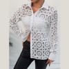 Spring Women's Long Sleeve Lace V-Neck Shirt Blouse
