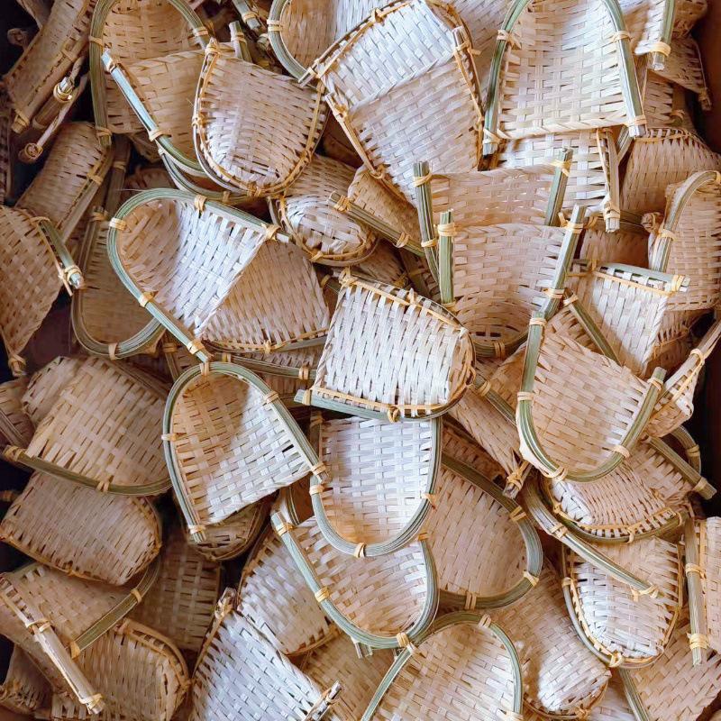 Bamboo Woven Dustpan Small Winnowing Basket Woven Craft Miniature Wall Decoration Photography Prop
