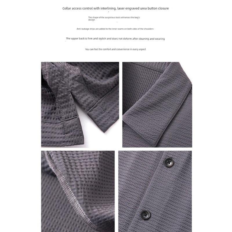 Young Seersucker Shirt Men's Short-Sleeved Summer Outdoor Lightweight Quick-Drying Ice Silk Cool Feeling Outwear Export Men's Shirt
