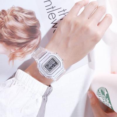 Trendy Unisex Unisex Mode Sport Armbanduhr Elektronische Uhren Quadrat Transparent Reloj Digital Uhr Frauen Männer Mujer Uhr