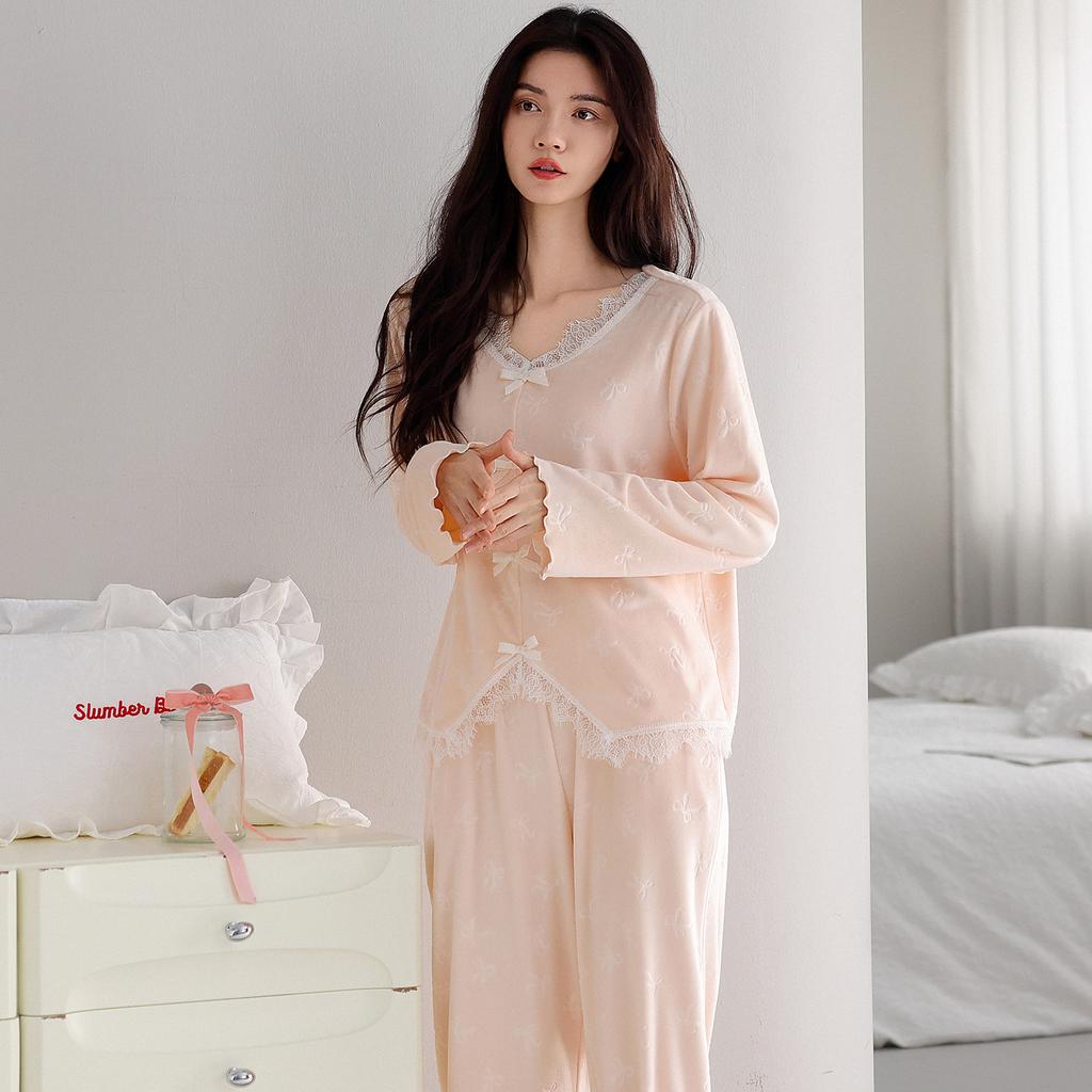 Pajamas Women'S Autumn And Winter Coral Fleece Thickened And Fleece Winter Island Fleece Loungewear Thin Fleece Spring And Autumn High-End Suit
