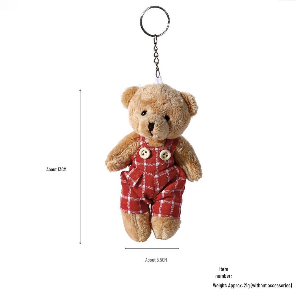 Cartoon Burlap Bear Keychain Pendant - Plush Doll Decoration for Student Bags
