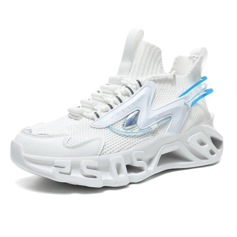 

Летающие носки мужские кроссовки на толстой подошве для активного отдыха мужские амортизирующие нескользящие туфли мужские сетчатые повседневные туфли Zapatillas Hombre Tenis Masculino 42 белый