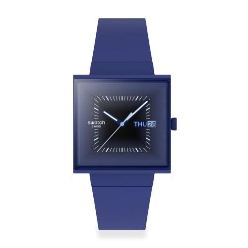 

Часы Swatch SQUARE BIOCERAMIC SQUARELY BLACKLIGHT SO34N700, синие