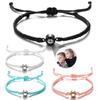 100 Languages 'I Love You' Custom Photo Woven Rope Stainless Steel Bracelet - Perfect Couple Jewelry Gift