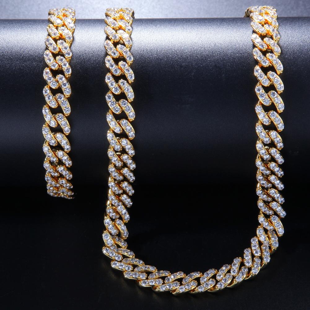 Catene Link Cubano Zircone Diamante 9mm Moda Hiphop Collana Cubana