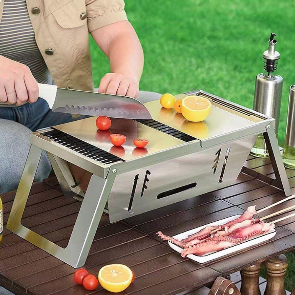 Stainless Steel Folding Barbecue Stove Rust-proof Barbecue Shelf Barbecue Grill Camping