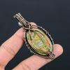 Unakite & Moonstone Gemstone Pure Copper Wire Wrap Handmade Amazing Jewelry Pendant