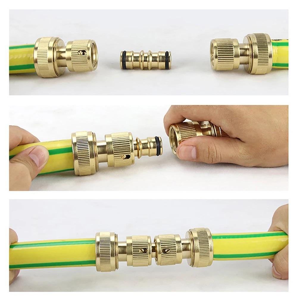 2 Way Garden Brass Hose Connector Joiner Coupler Watering Water Pipe Tap Male Water Pipe Repair Extension Joint 1PCS/2PCS
