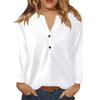Women's T Shirt Solid Color Button Long Sleeve Daily Weekend Fashion Basic V- Neck Regular Top