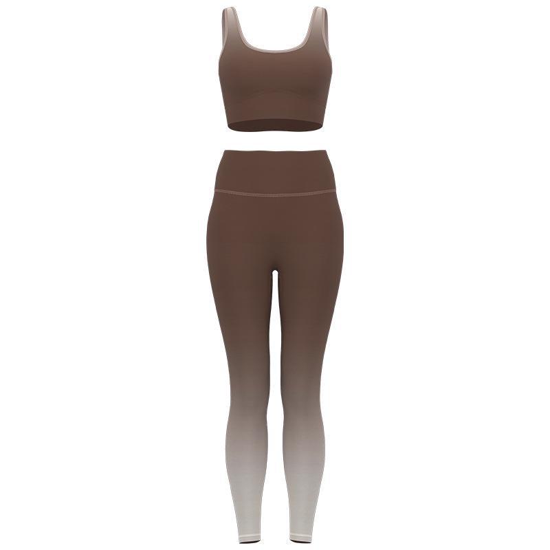 Juyitang Gradient Yoga Suit: High-Elastic, Nude-Feel, Slim-Fit for Running & Fitness.