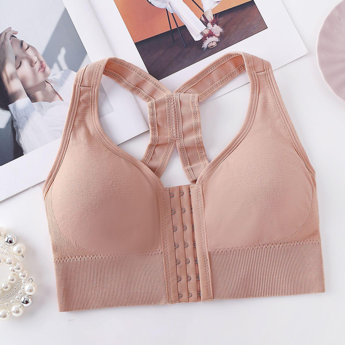 

Women s Anti-Sag Shock Absorption Sports Bra with Anti-Shake and Anti-Side Expansion Features L (120-140) бежевий