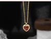 Peach Heart Zircon Pendant Necklace, Gold-Plated Titanium Steel, Sweet and Versatile Everyday Clavicle Chain