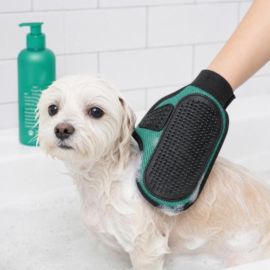 Pet Cleaning Gloves with Pet Grooming Gloves Wrist Strap Double-Sided Shedding Gloves