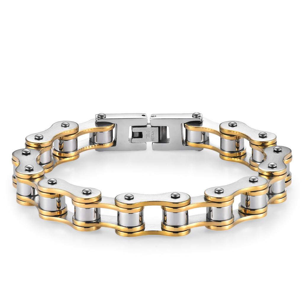 Stainless Steel Waterproof Anti Non Tarnish Personalized Hip Hop Fine Fashion Jewelry Punk Men's Biker Chain Bracelet