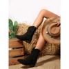 Fringe Boots Women's Winter 2025 New Plus-size British-style Thick-heeled V-mouth Booties