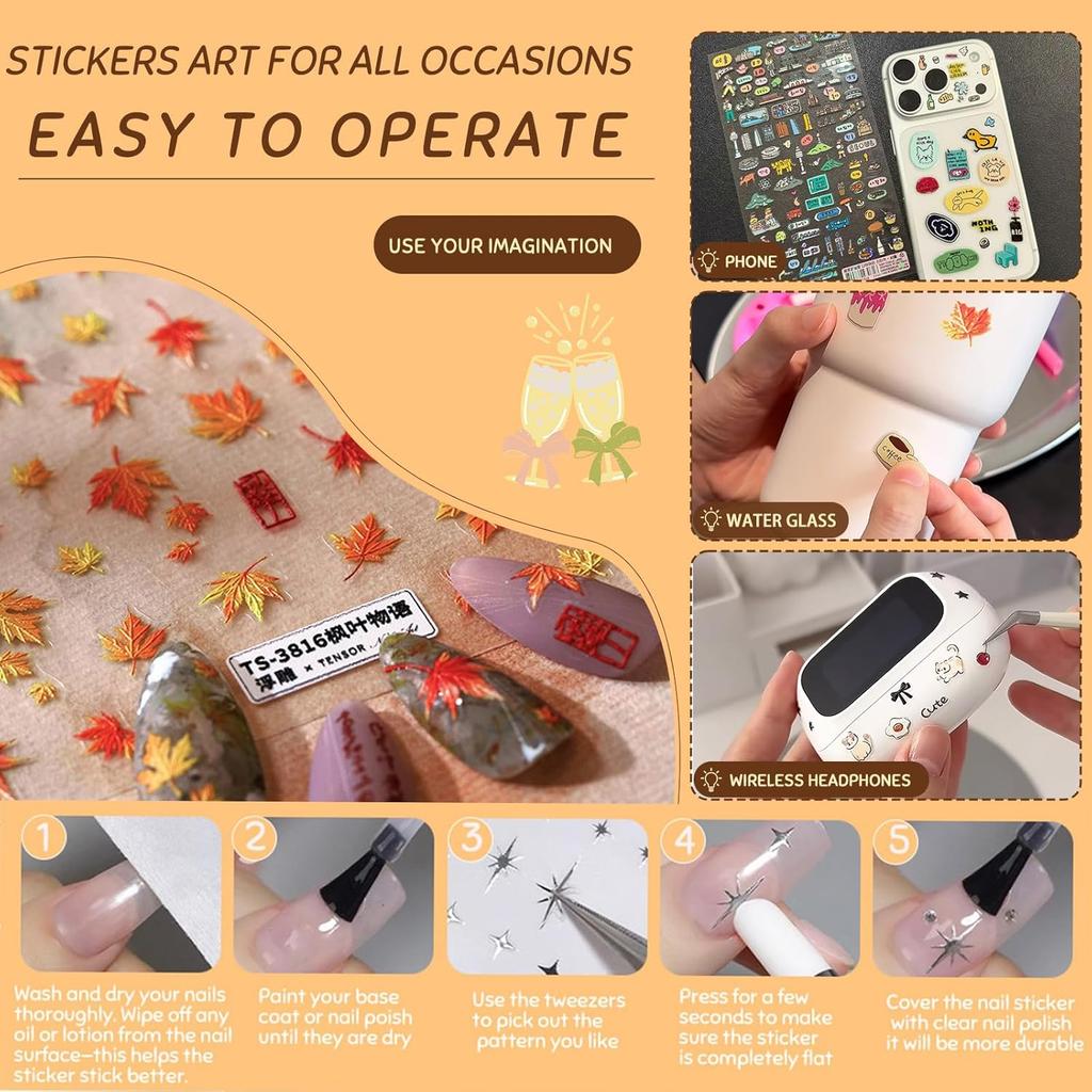 Winter Snowflake Nail Art Stickers, 3D Embossed Exquisite Snowflake Nail Decals Self-Adhesive Christmas Craft Nails Accessories for Women Girls DIY