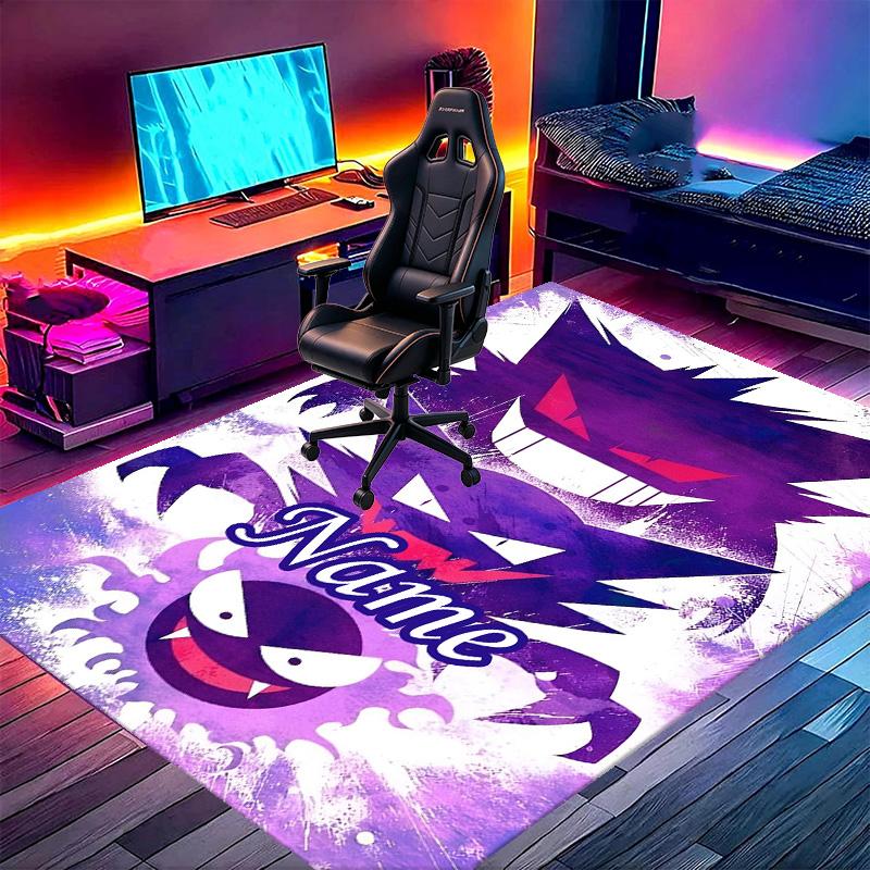 Custom Name Personalized Gengar Print Carpet, Versatile Home Decor Rug, for Playroom, Apartment, Balcony, Entryway, Hallway Gift