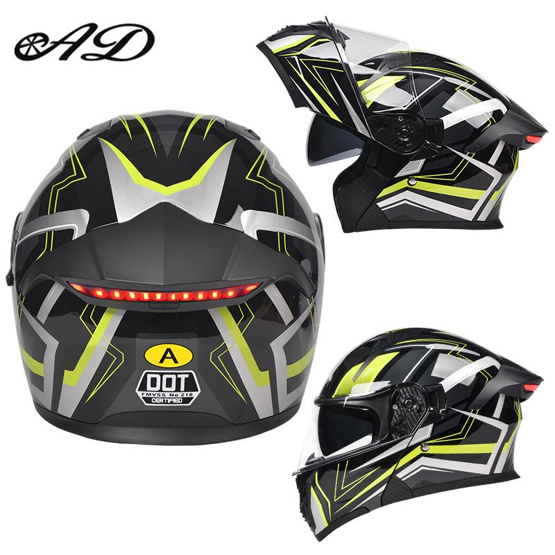 DOT Certified Unisex Flip-up Motorcycle Helmet: Stylish, All-Season Safety Taillight Design