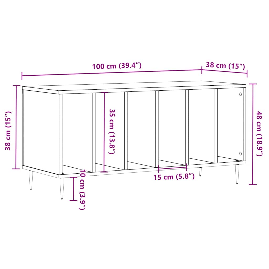 Record Cabinet in Sonoma Oak 100 x 38 x 48 cm Particleboard