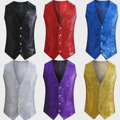 High-Density Sequin Men's Vest for Stage and Dance Performances - European and American Style
