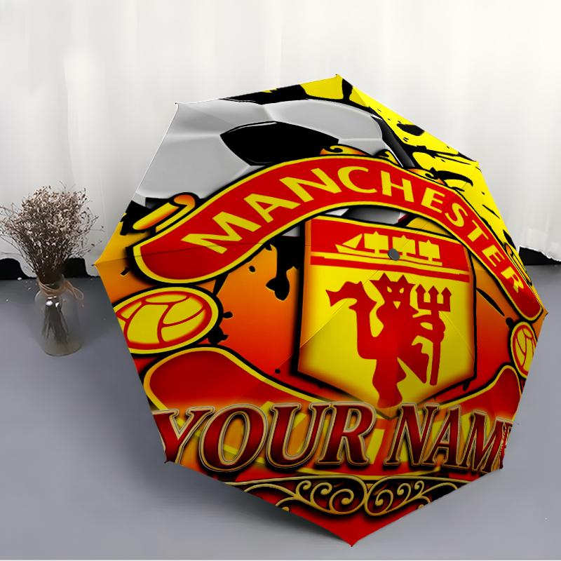 Personalized Name M-Manchester Print Umbrella, UV Shielding. It Has Eight Sturdy Ribs for Outdoor Use And Perfect As a Holiday Gift