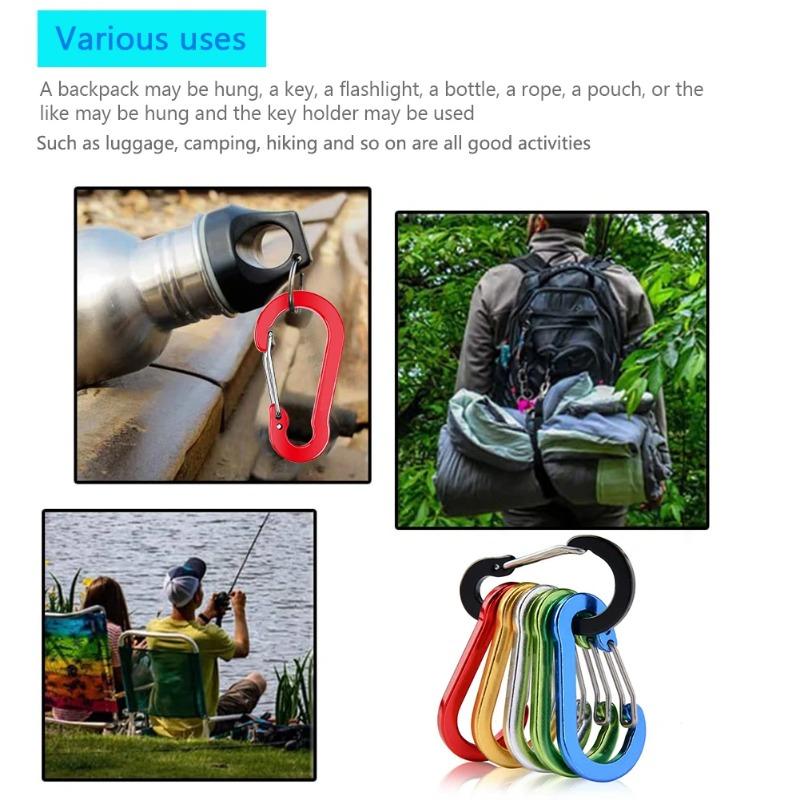 5 stuks Karabijnhaak Aluminiumlegering Sleutelhanger Slot Gesp Snap D-Ring Clip Outdoor Rugzak Kamperen Multitool Vissen Wandelen Haak