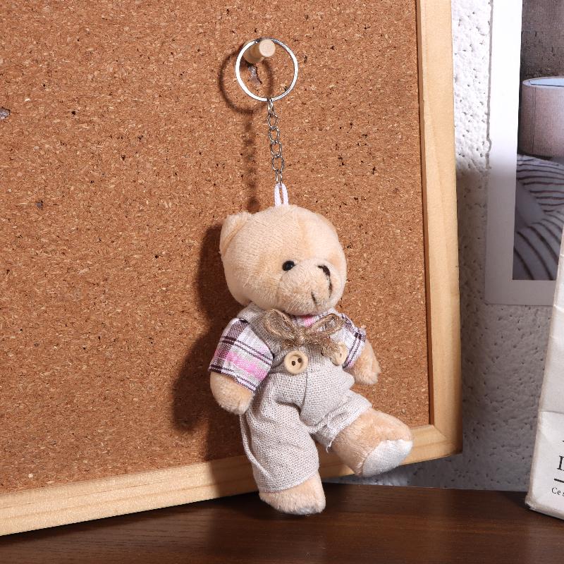 Cartoon Little Bear Plush Doll Keychain Cute Stuffed Rabbit Doll Keyring Couple Bag Pendant Backpack Hanging Decoration Gifts