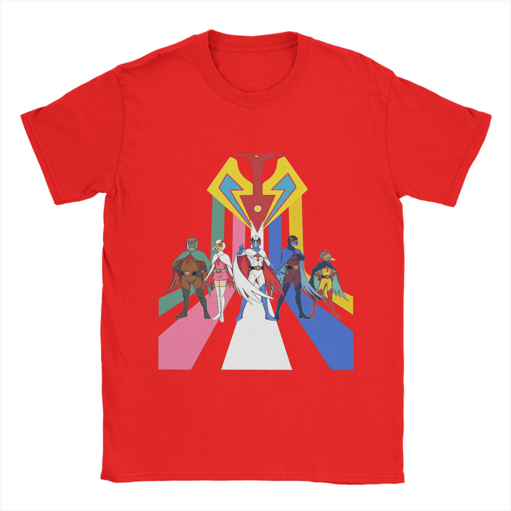 Забавная футболка Gatchaman из Battle of the Planets для мужчин, с круглым вырезом, из чистого хлопка, с коротким рукавом, футболка больших размеров S