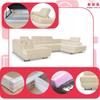 U-shaped Corner Sofa Bed, Extendable F. Bosso Family Sleeping Furniture Beige Velvet