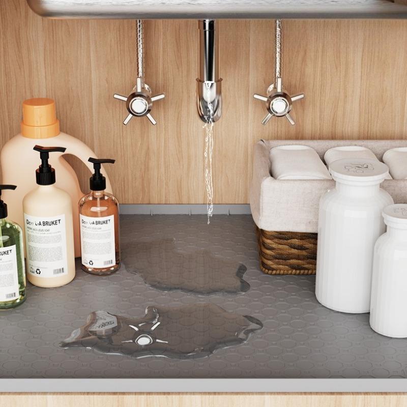 Wasserdichte Spülbeckenmatte Silikon Geschirrtrockenständer mit Abtropffunktion Rutschfeste Schrankeinlage Schutzmatte für Küchenschrank Aufbewahrung