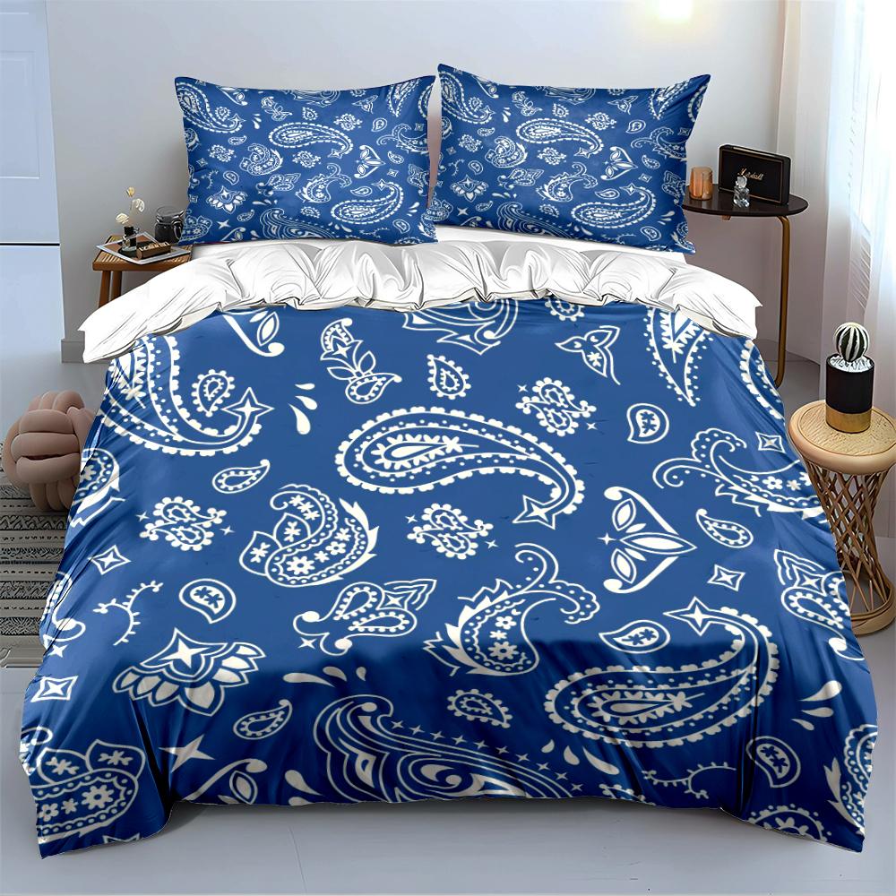 Blue Paisley Pattern Bedding Set Bedding set (1 duvet cover, 2 pillowcases, duvet not included)