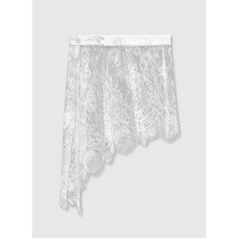 

K-стиль Модный Асимметричный Кружевной Новинка Юбка-пукалка Женская юбка Платье-бандаж Юбка White fart curtain L