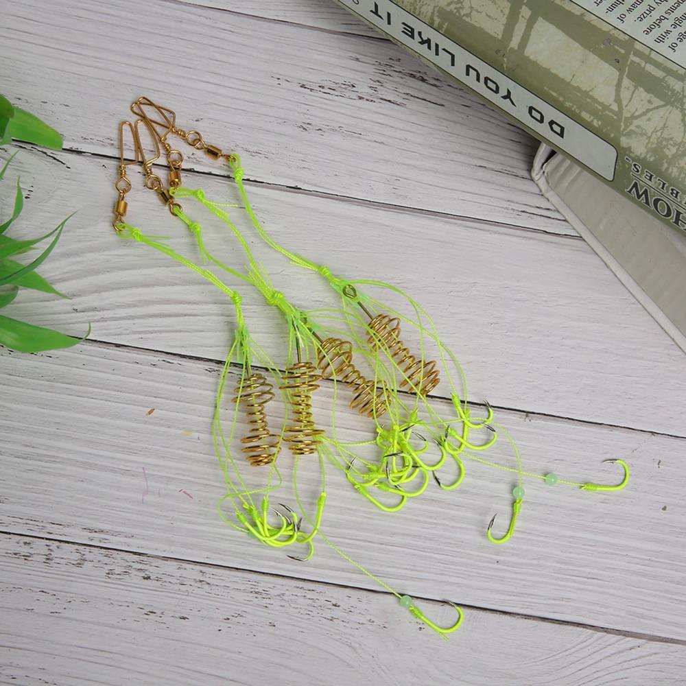 4PCS PE Carp Fishing Baits Hook with Spring Feeder Fishing Hook Carp Jig Hooks Grass Carp Fishing