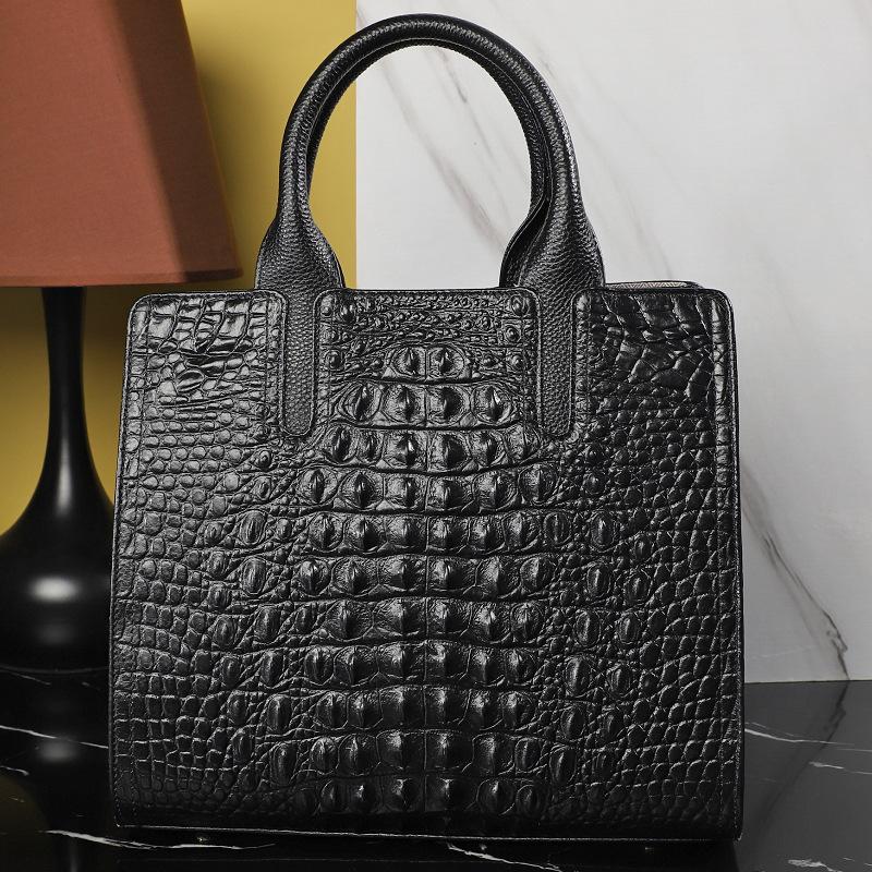 Middle Aged Women's Bag, Mother's Bag, New Top Layer Cowhide Crocodile Pattern Handbag, Women's Genuine Leather Single Shoulder Crossbody Bag