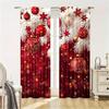 2pcs Set Gold Small Bell Christmas Curtains-Digital Print,Rod Pocket Design,Polyester - Perfect For Living Room,Kitchen,Bedroom