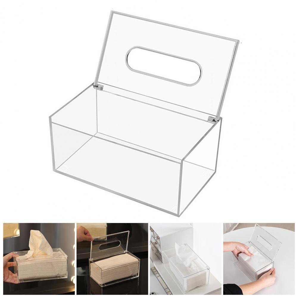 Tissue Box Waterproof Transparent Visible Acrylic Clear Napkin Paper Storage Box Home Organizer Daily Use