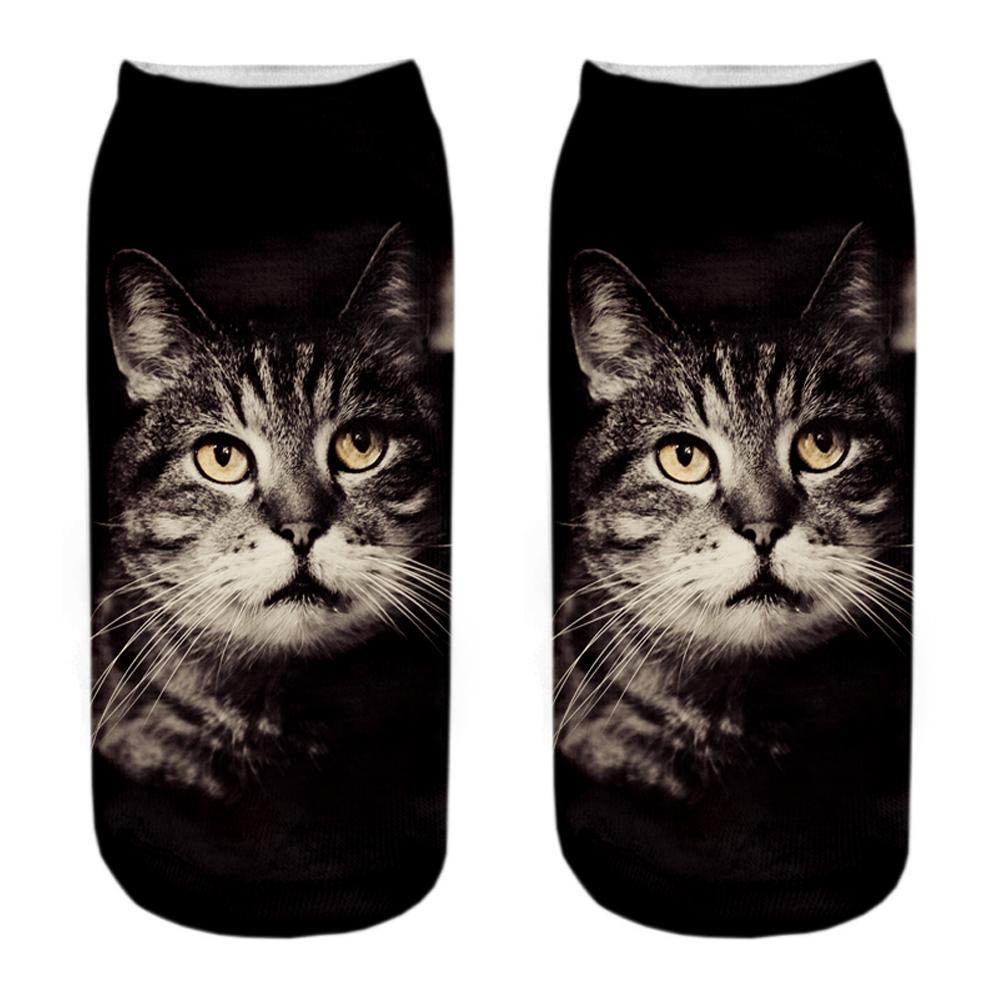 New  3D Print Funny Cute Cartoon Kitten Unisex Short Socks Creative Colorful Multiple Cat Happy Low Ankle Socks For Women