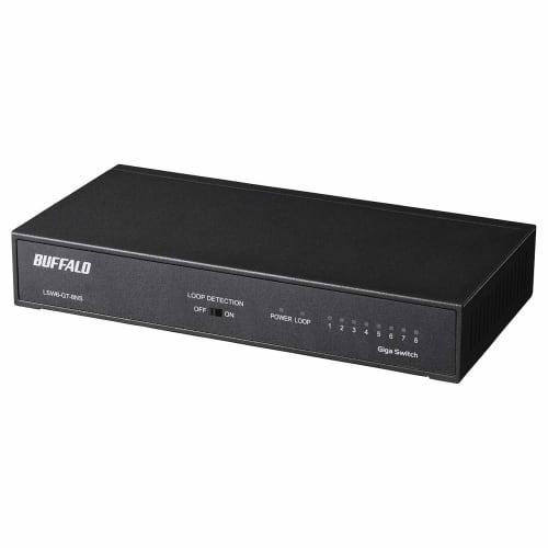BUFFALO Giga Compatible Metal Housing Built-in Power Supply 8 Ports LSW6-GT-8NS/BK Black Switching Hub Magnetic Wall Mounting Compatible