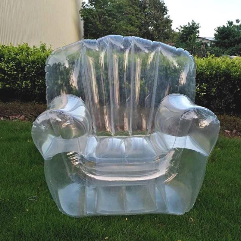 Transparenter aufblasbarer PVC-Sofastuhl Robuste Ausführung Ergonomisches Design Luftsofa zur Entspannung Außenbereich Garten Poolseite