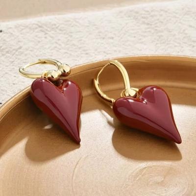 Temperament Heart Dangle Earrings Enamel Ear Accessories Resin Drop Earrings Pretty Design Fashion Jewelry For Girl Women Gifts