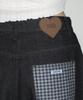 RONRON Check Combi Bermuda Denim Pants Indigo Blue