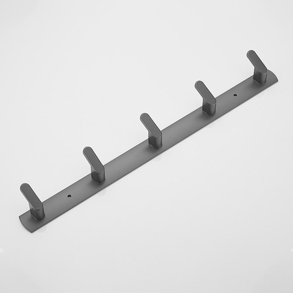 Aluminum Robe Hook Grey White Black Creative 3 4 5 6 Row Wall Hook for Bathroom Kitchen Lavatory Home Coat Towel Key Holder