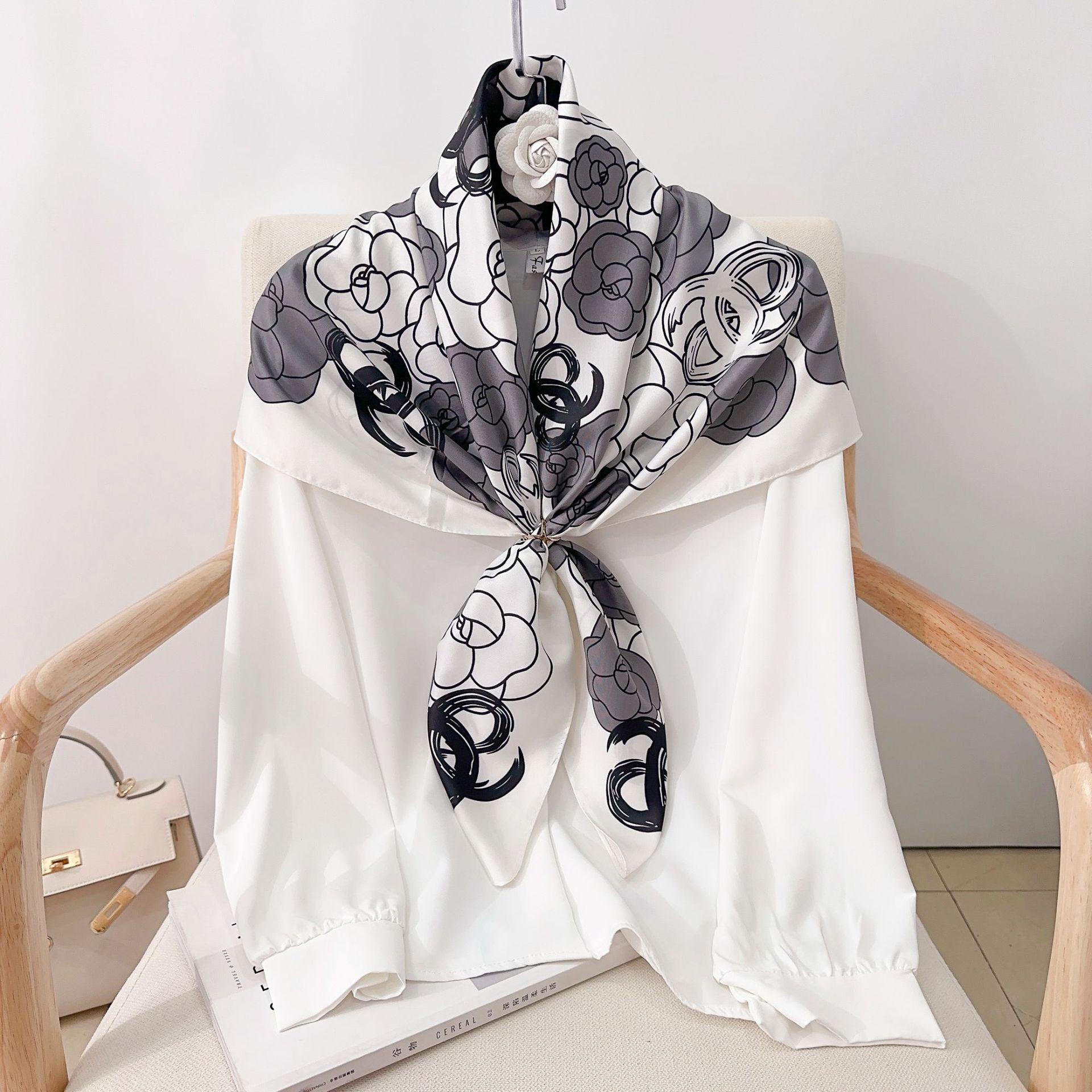 

90 см квадратный большой квадратный шарф Four Seasons, роскошная декоративная рубашка, профессиональный платок, повязка на голову, солнцезащитный платок 90*90