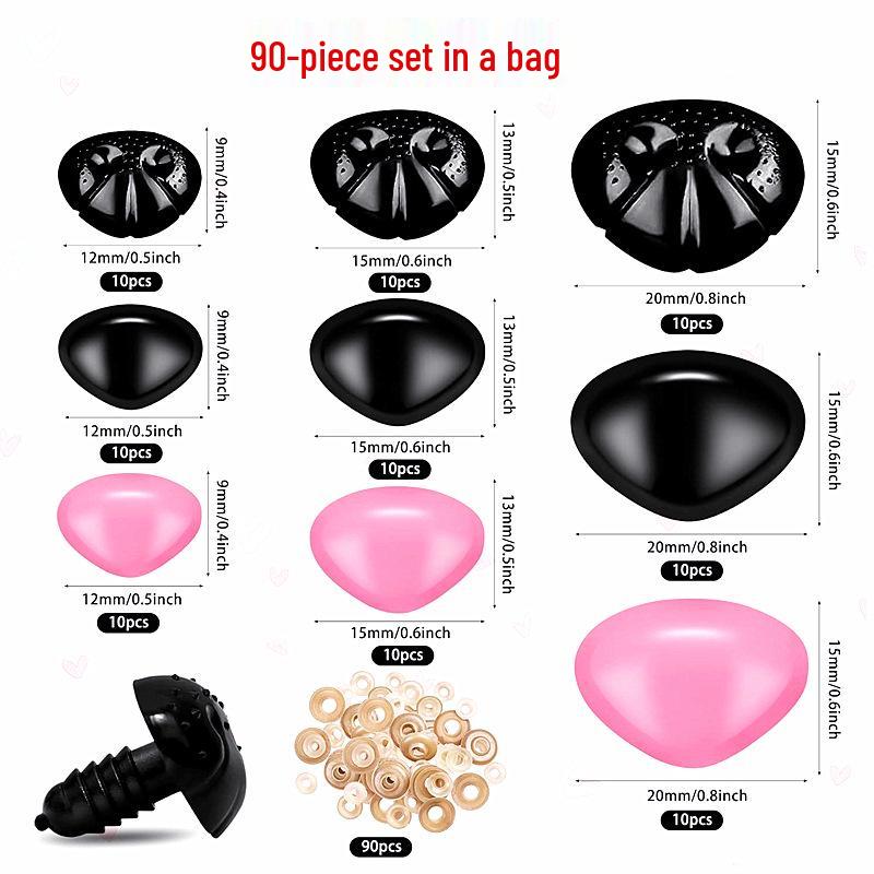 150-Piece Set: Plush Toy Screw-On Noses (Flower, Triangle, Oval)