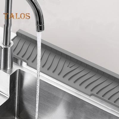 Faucet Sink Splash Guard Silicone Drain Mat for Kitchen Sink Anti-Slip Water Catcher Pad with Striped Grooves