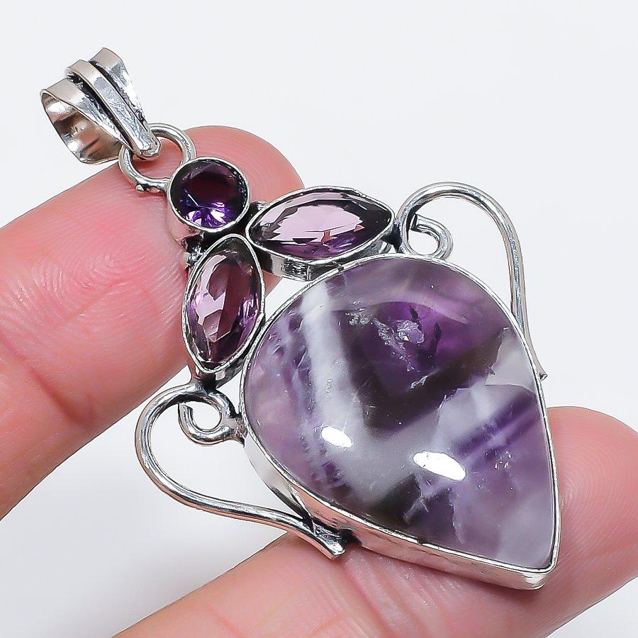 

Natural Chevron Amethyst, Amethyst 925 Sterling Silver Pendant 2.36 F8F41