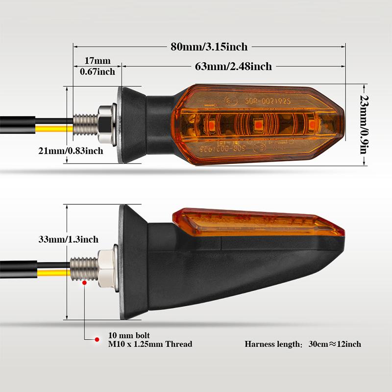 2pcs Motorcycle LED Turn Signal Lights 8mm Mini Amber Flashing Light Blinker Turn Signal Lamp 12V Moto Indicator Accessories