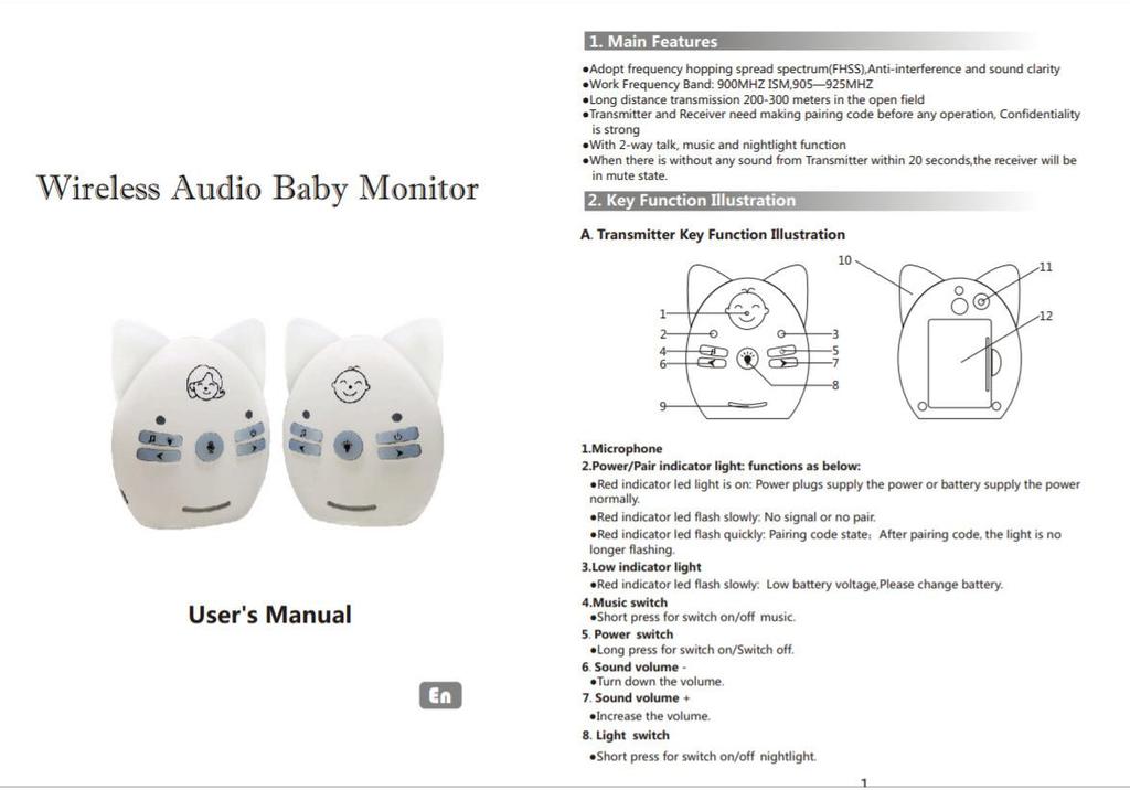 V30 Kabelloser Sprachmonitor für Babys & Ältere - Unterstützt Trockenbatterien