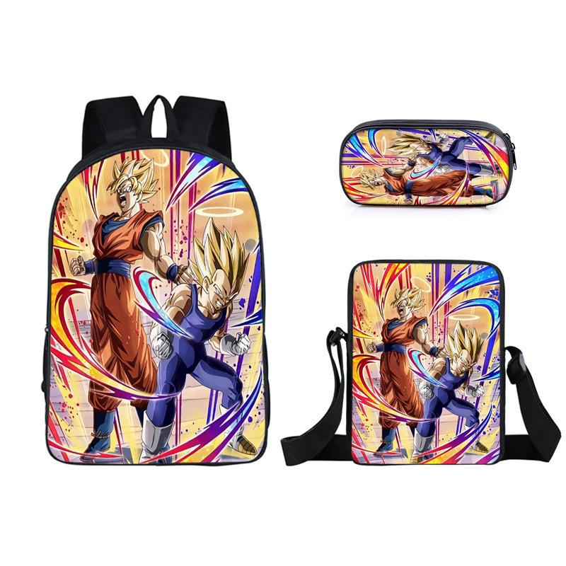 Animation seven dragon ball backpack, primary and secondary school schoolbag, satchel, shoulder bag, pencil case three-piece set